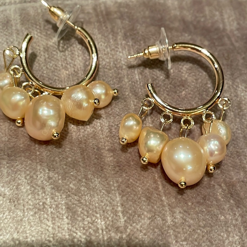 Freshwater Pearl Hoop Earrings